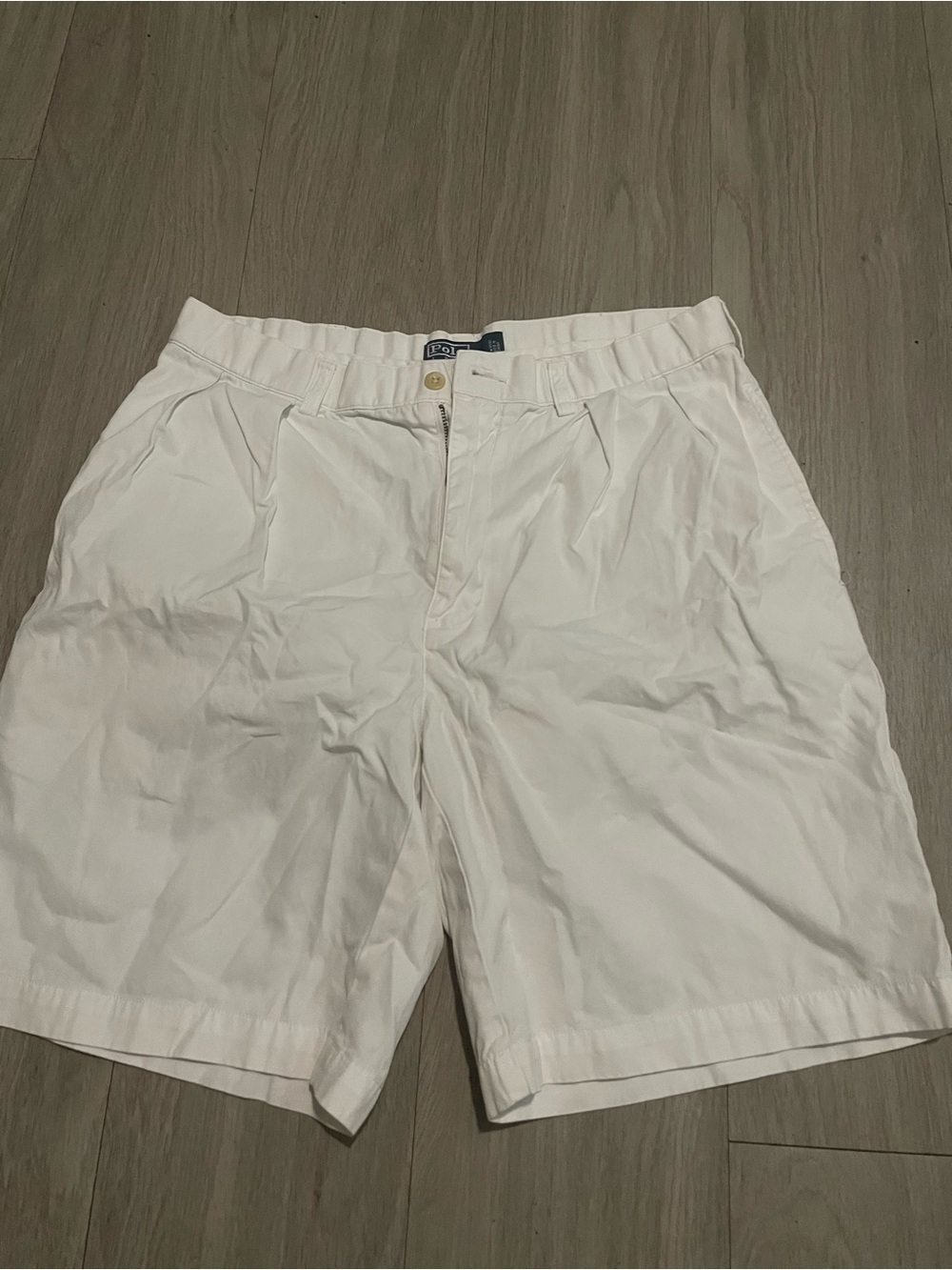 Polo by Ralph Lauren White Flat-Front Cotton Shorts